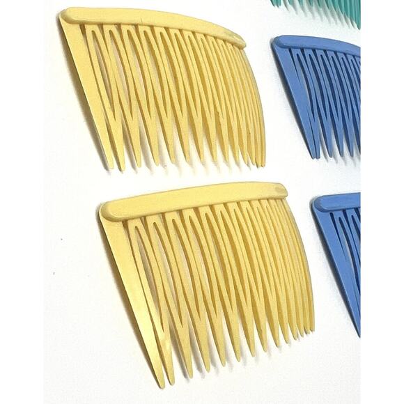 Vintage Lot Goody Hair Side Combs Pastels Peach Blue Pink Yellow Pull Clips (11) main image 4